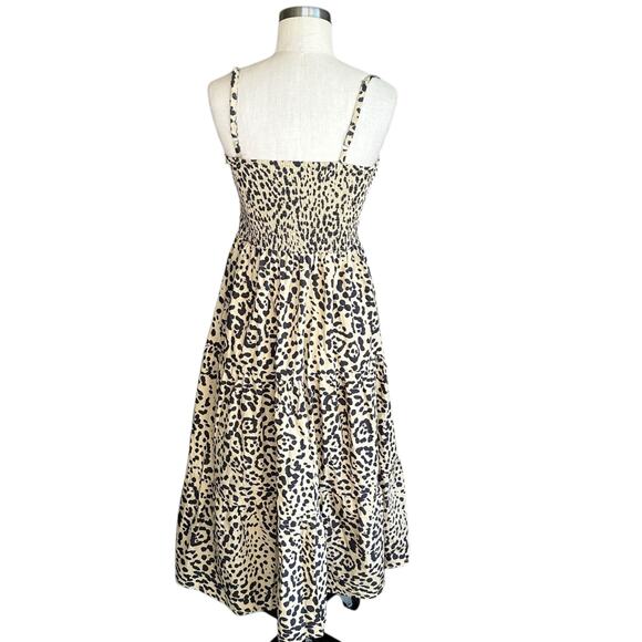 FAITHFULL THE BRAND Tan Leopard Animal Print Midi Dress Women's Size Small - Picture 4 of 10